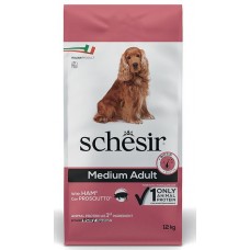 Schesir Dog Medium Adult With Ham ШИНКА монопротеїновий сухий корм для собак середніх порід 12 кг (54469)